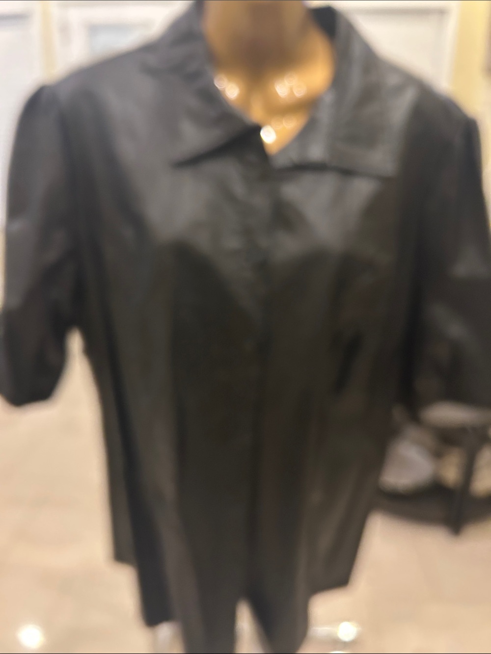 Ashley Stewart Black Button-Down Short Sleeve Shirt